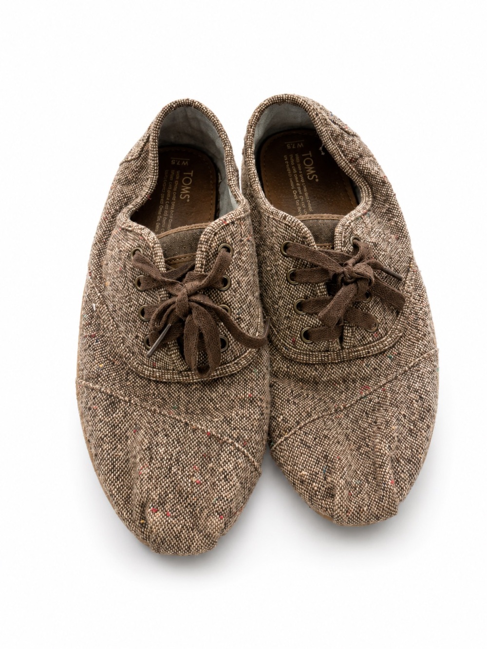 TOMS Brown Tweed Lace Up Casual Shoes Mens Size 10